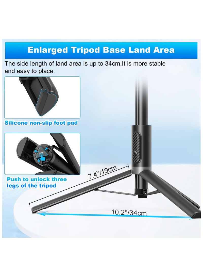 SYOSI Tripod, Cell Phone Selfie Stick, 60 Inch Lightweight All-in-1 Stand with Integrated Wireless Remote, Lightweight and Portable, Extendable Tripod for 4-7 Inch Phone for Selfie/Live Stream/Vlog Black  - Image 4