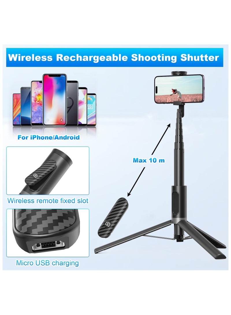 SYOSI Tripod, Cell Phone Selfie Stick, 60 Inch Lightweight All-in-1 Stand with Integrated Wireless Remote, Lightweight and Portable, Extendable Tripod for 4-7 Inch Phone for Selfie/Live Stream/Vlog Black  - Image 5