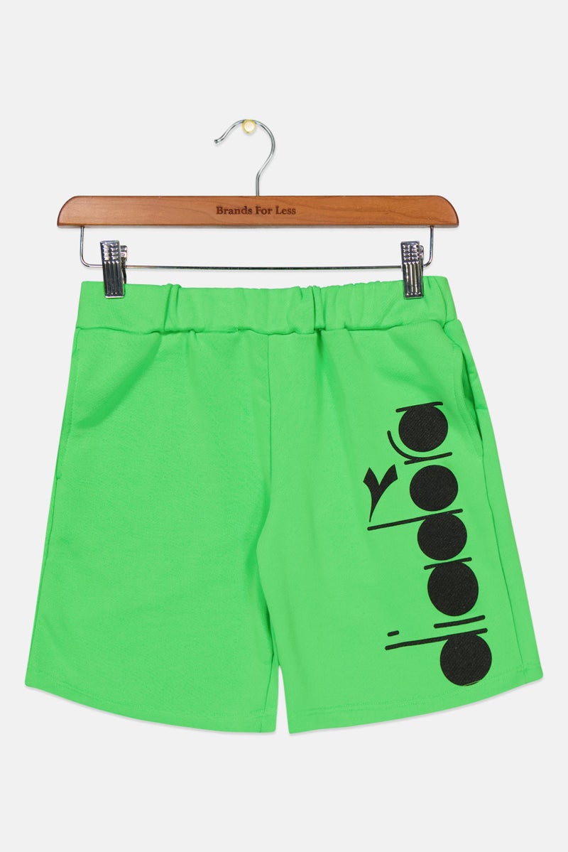 DIADORA Kids Boy Brand Logo Basic Shorts, Lime Green - Image 1