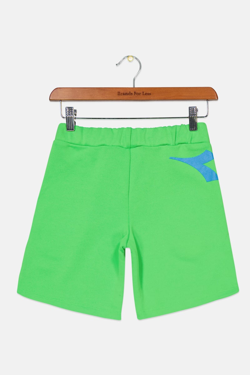 DIADORA Kids Boy Brand Logo Basic Shorts, Lime Green - Image 2