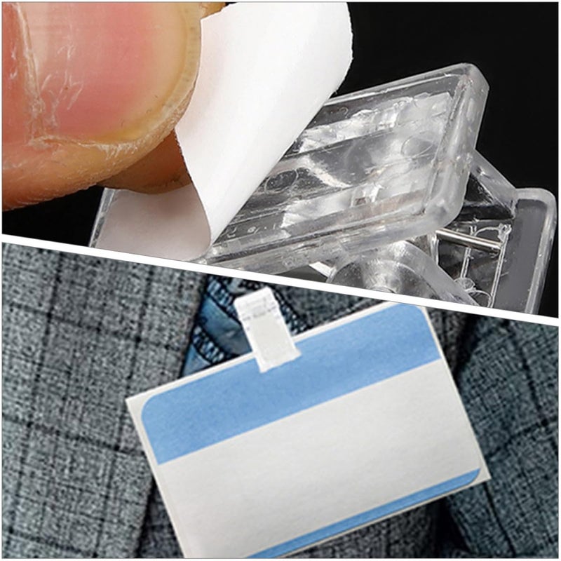 20 Pcs Clear Badge Holder Clips with Double Sided Adhesive for Office School Craft Use - Image 5