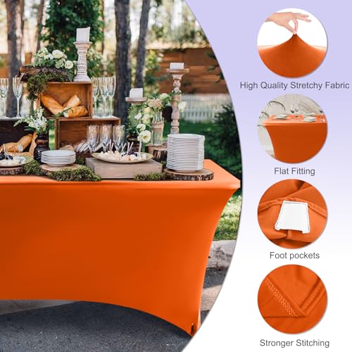 ABCCANOPY 6 FT Spandex Table Cover Stretch Fitted Wrinkle Resistant Tablecloth Reuse for Rectangular Folding Table Patry Event Wedding Banquet Protector - Image 2