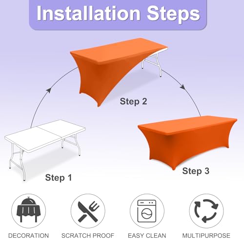 ABCCANOPY 6 FT Spandex Table Cover Stretch Fitted Wrinkle Resistant Tablecloth Reuse for Rectangular Folding Table Patry Event Wedding Banquet Protector - Image 3