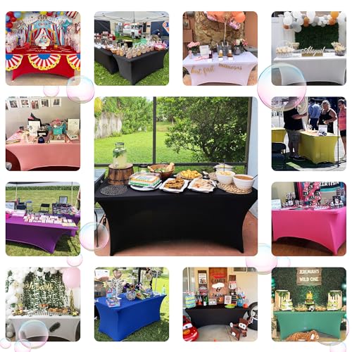 ABCCANOPY 6 FT Spandex Table Cover Stretch Fitted Wrinkle Resistant Tablecloth Reuse for Rectangular Folding Table Patry Event Wedding Banquet Protector - Image 5