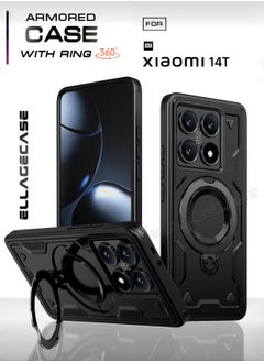 Protective Case with Ring for Xiaomi Redmi Note 14T, Rugged Drop Protection, Horizontal and Vertical Stand Capability, Solid Camera Protection, Balanced Support, and Perfect Compatibility with Magnetic Accessories