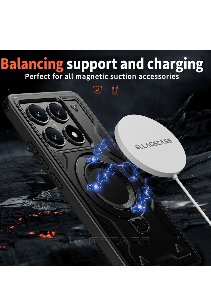 ELLAGECASE Protective Case with Ring for Xiaomi Redmi Note 14T, Rugged Drop Protection, Horizontal and Vertical Stand Capability, Solid Camera Protection, Balanced Support, and Perfect Compatibility with Magnetic Accessories  - Image 2