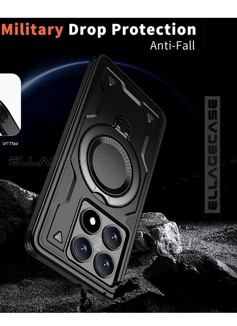 ELLAGECASE Protective Case with Ring for Xiaomi Redmi Note 14T, Rugged Drop Protection, Horizontal and Vertical Stand Capability, Solid Camera Protection, Balanced Support, and Perfect Compatibility with Magnetic Accessories  - Image 3