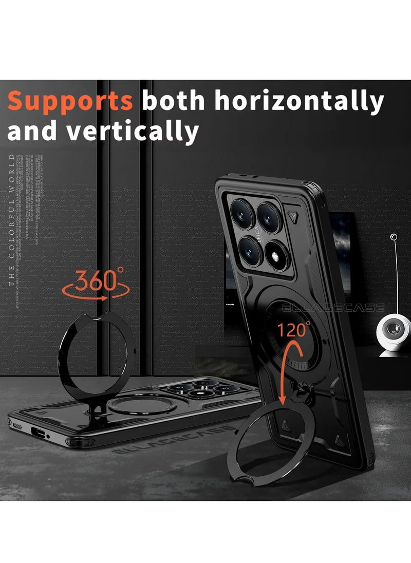 ELLAGECASE Protective Case with Ring for Xiaomi Redmi Note 14T, Rugged Drop Protection, Horizontal and Vertical Stand Capability, Solid Camera Protection, Balanced Support, and Perfect Compatibility with Magnetic Accessories  - Image 4