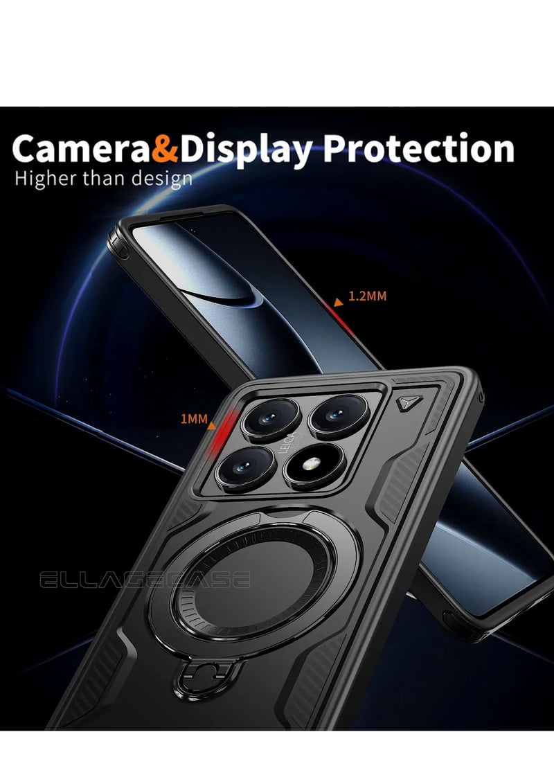 ELLAGECASE Protective Case with Ring for Xiaomi Redmi Note 14T, Rugged Drop Protection, Horizontal and Vertical Stand Capability, Solid Camera Protection, Balanced Support, and Perfect Compatibility with Magnetic Accessories  - Image 5