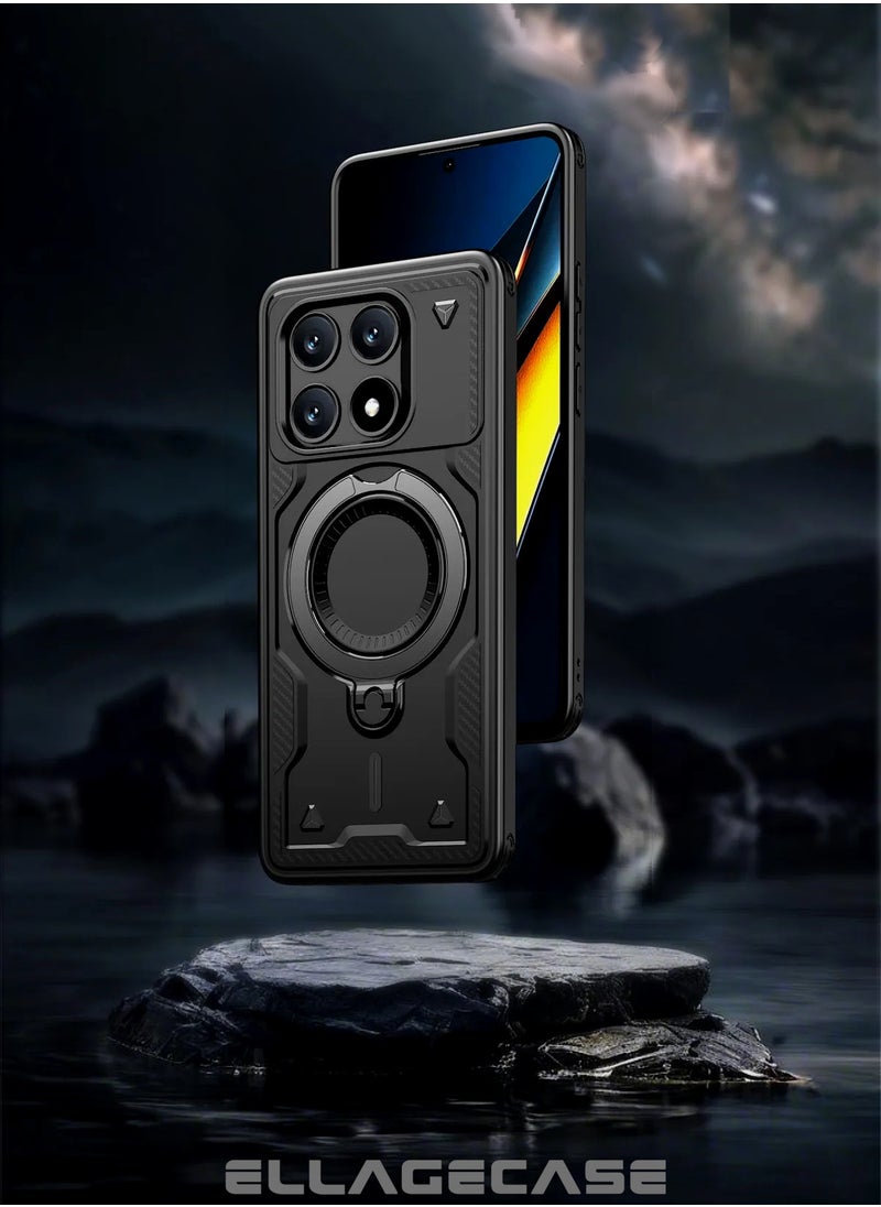 ELLAGECASE - Protective Case with Ring for Xiaomi Redmi Note 14T, Rugged Drop Protection, Horizontal and Vertical Stand Capability, Solid Camera Protection, Balanced Support, and Perfect Compatibility with Magnetic Accessories - Image 1