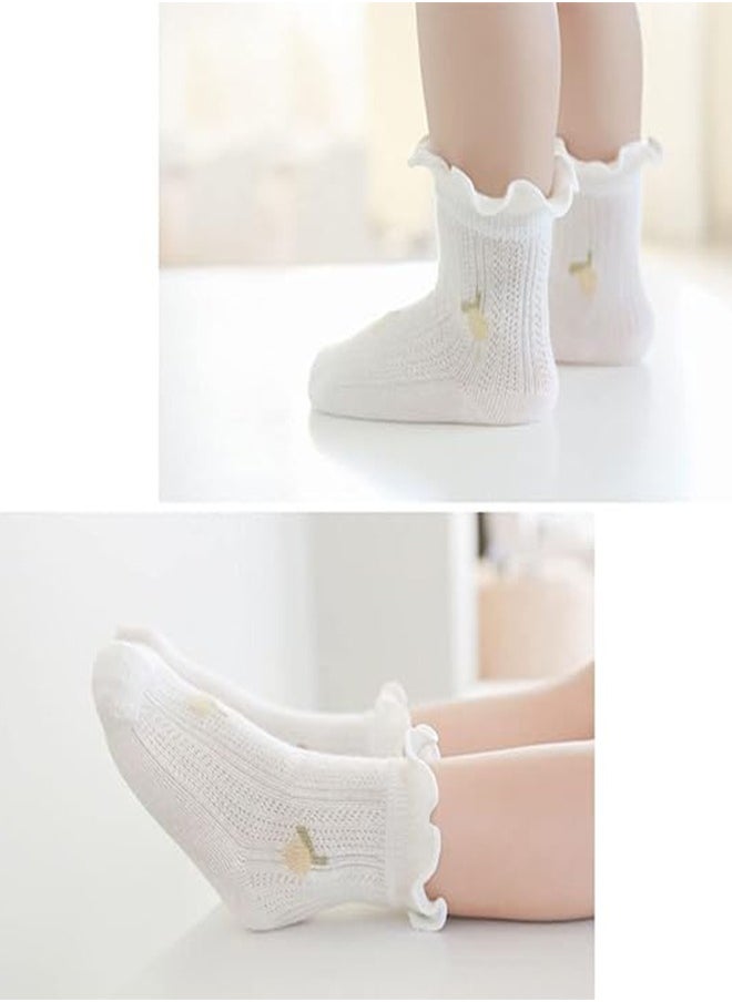 Socks - 5 Pairs Of Baby Girls Socks Toddler Ruffle Socks Girls Ruffle Dress Socks Baby Non-Slip Socks Sweet Fishnet Socks - Image 1