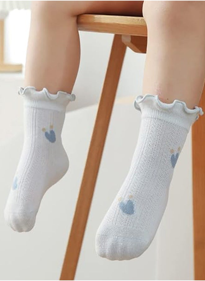 Socks - 5 Pairs Of Baby Girls Socks Toddler Ruffle Socks Girls Ruffle Dress Socks Baby Non-Slip Socks Sweet Fishnet Socks - Image 1