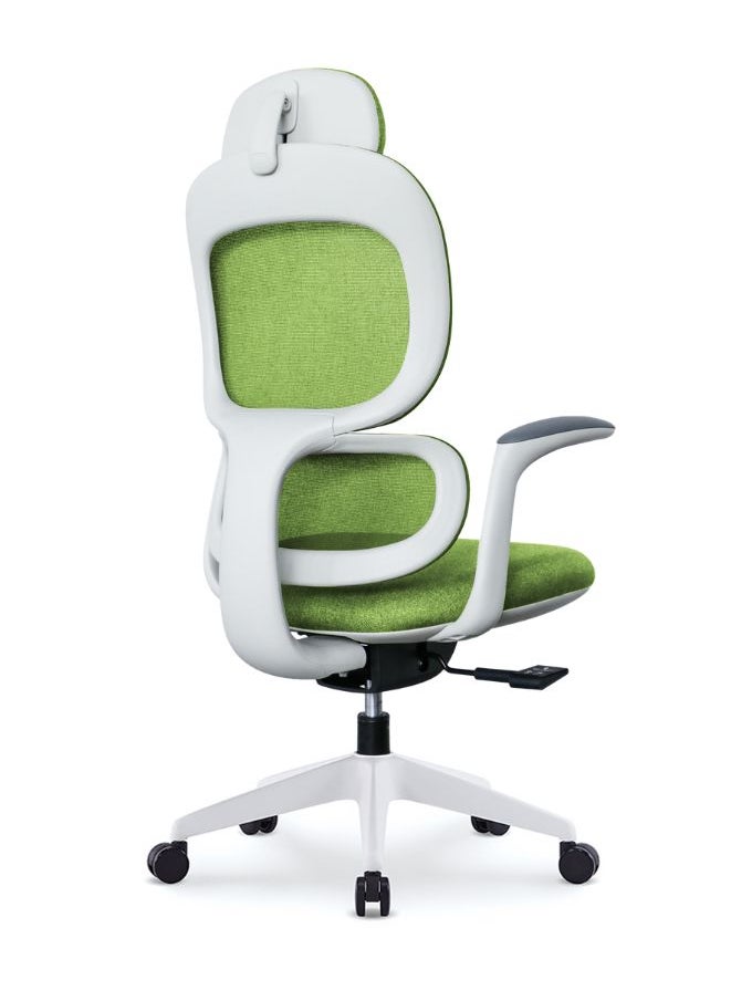 Modern Executive Ergonimic Office Chair With Headrest, White Frame for Office, Home and Shops, Green