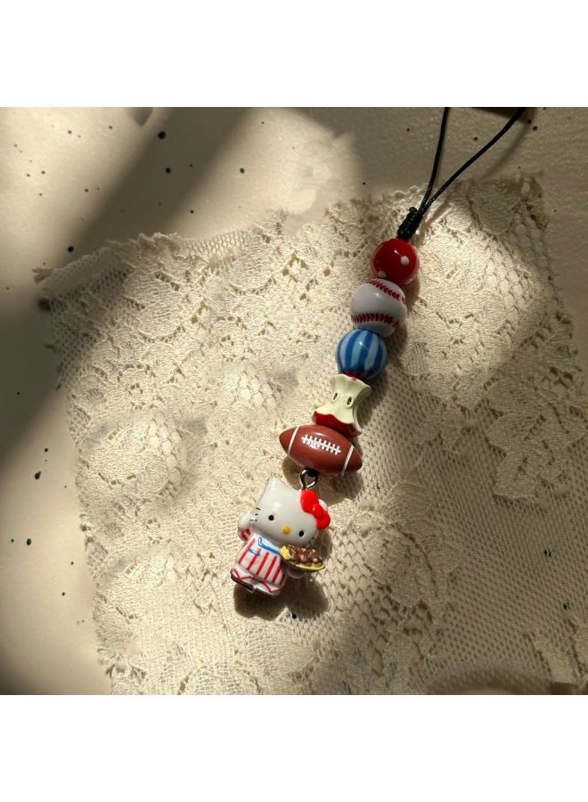 Cartoon Doll Pendant Country Edition Mobile Phone Chain All-match Mobile Phone Pendant Birthday Gift CCD Camera Small Lanyard-Specification:Blue Skirt Football Kt - Image 4