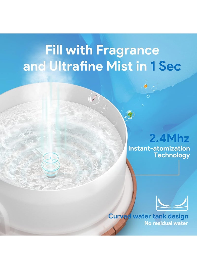 ASAKUKI Diffuser with Remote Control, 5 in 1 Ultrasonic Aromatherapy Fragrant Oil Humidifier Vaporizer, Timer and Auto-Off Switch Brown - Image 3