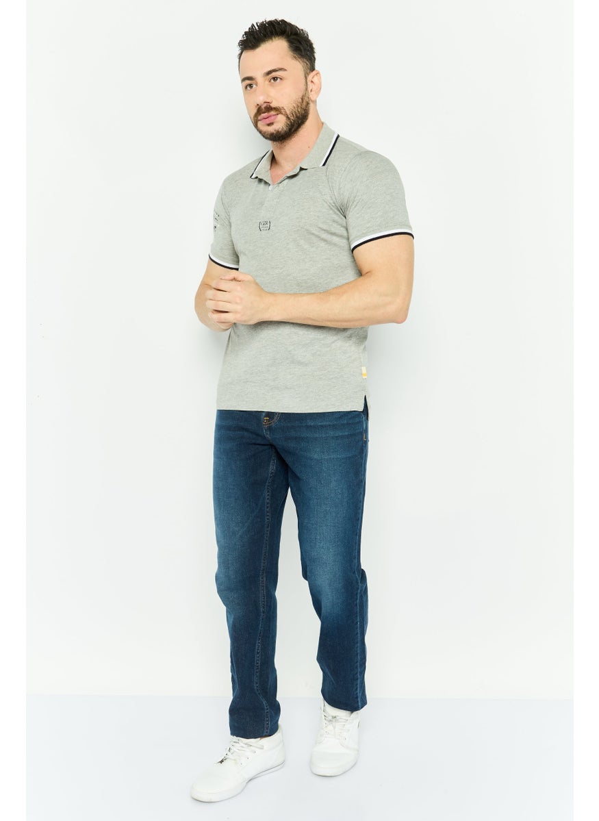 Gazzarrini Men Regular Fit Brand Logo Short Sleeves Polo Shirt, Grey  - Image 2