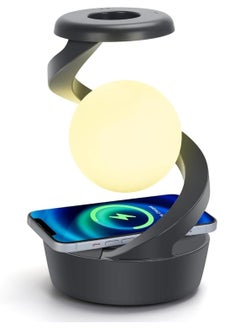 YOMNA Modern Spiral Levitation Bedside Lamp with 3D RGB LED Floating Ball & Wireless Charger – Unique LED Desk Light for Bedroom, Living Room & Office Decor  - Image 1