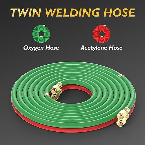 TOOLIOM Oxygen & Acetylene Torch Kit, Gas Cutting Welding Torch Set Welder Tools with Regulator Gauges Nozzles Hose - Image 5