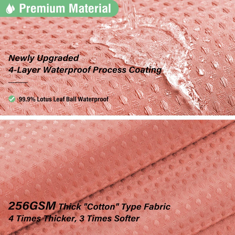 Dynamene Coral Fabric Shower Curtain - Waffle Weave Textured Heavy Duty Cloth Shower Curtains for Bathroom, 256GSM Hotel Luxury Weighted Bath Curtain Set with 12 Hooks,72x72, Coral - Image 3