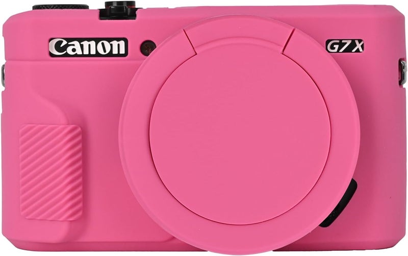 إيزي هود حقيبة G7X2، حقيبة كاميرا لـ Canon G7 X Mark II، غطاء حماية من السيليكون الناعم مع غطاء عدسة قابل للإزالة لكاميرا Powershot G7X Mark II DSLR - وردي - Image 1