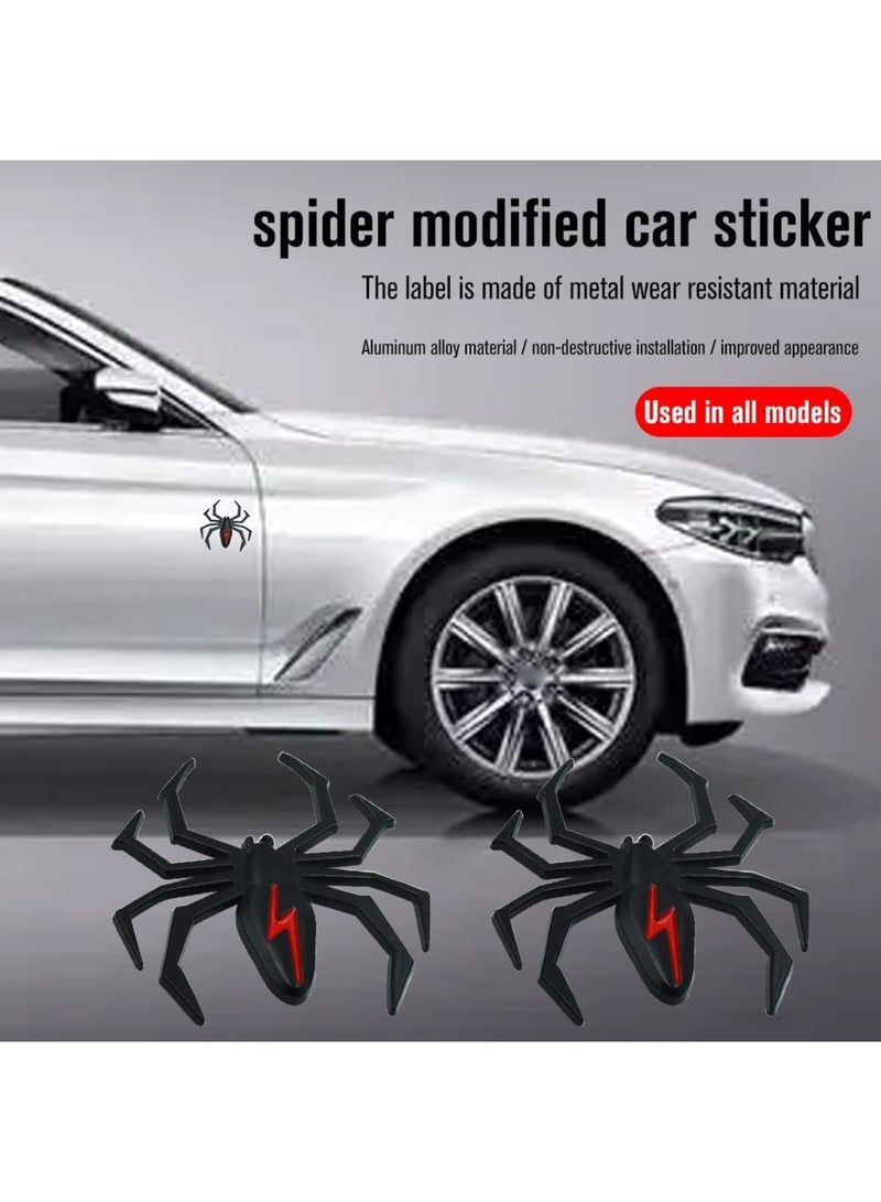 SOLARAE 4 pcs Car 3D Logo Metal Spider Emblem Badge Sticker, 3D Logo Metal Chrome Spider Badges Sticker, Self Adhesive Black Spider Badge Cartoon Premium Automotive Motorcycle Decals,Black - Image 3