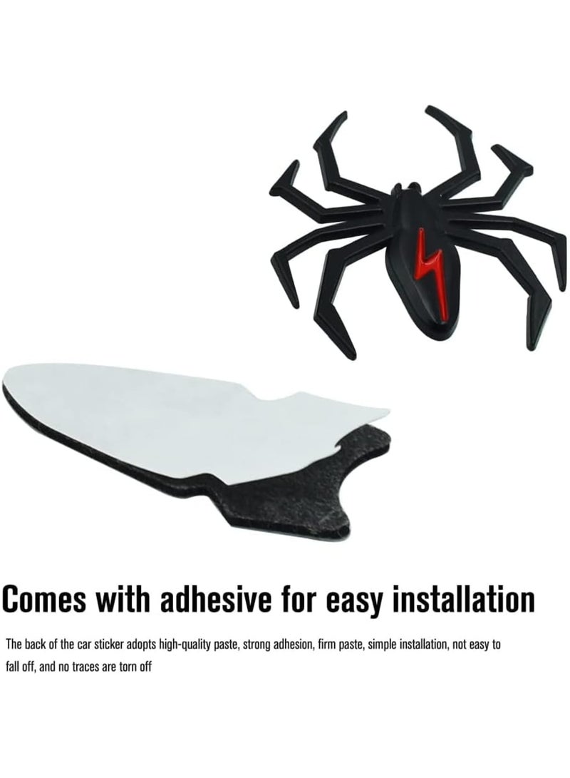 SOLARAE 4 pcs Car 3D Logo Metal Spider Emblem Badge Sticker, 3D Logo Metal Chrome Spider Badges Sticker, Self Adhesive Black Spider Badge Cartoon Premium Automotive Motorcycle Decals,Black - Image 5