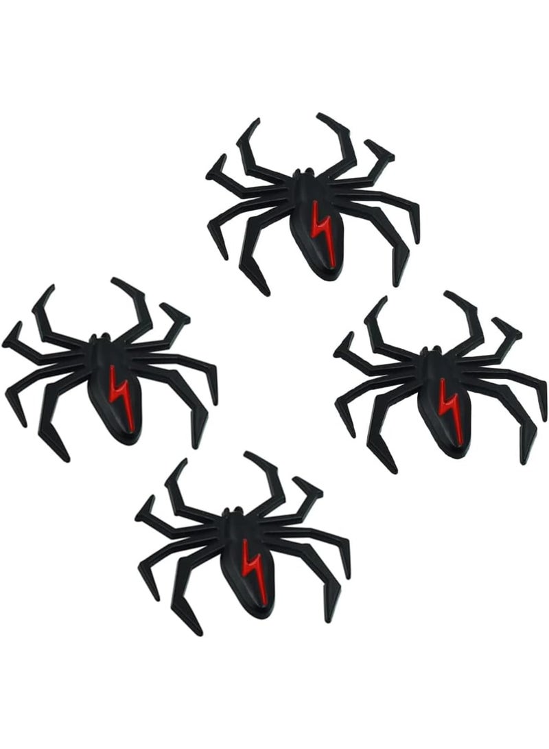 SOLARAE 4 pcs Car 3D Logo Metal Spider Emblem Badge Sticker, 3D Logo Metal Chrome Spider Badges Sticker, Self Adhesive Black Spider Badge Cartoon Premium Automotive Motorcycle Decals,Black - Image 1