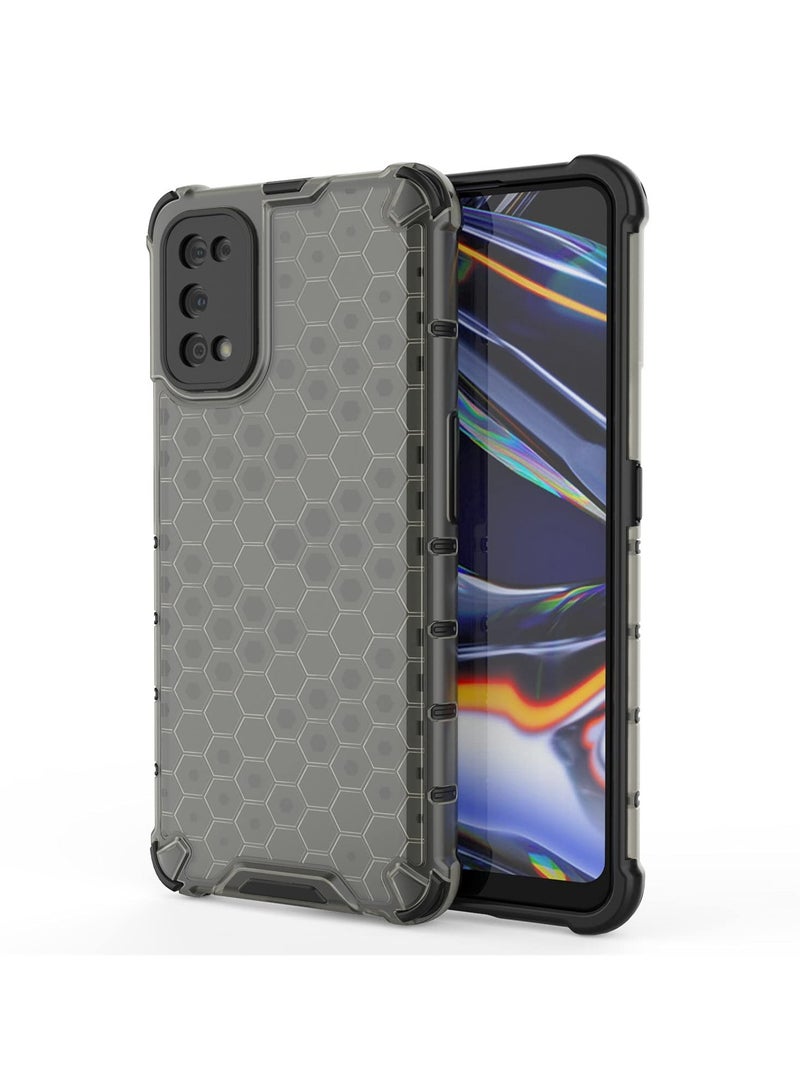 Case Cover Honeycomb Case Shockproof Camera Protection Cover Compatible with  Realme 7 Pro (Grey& Black) - Image 2