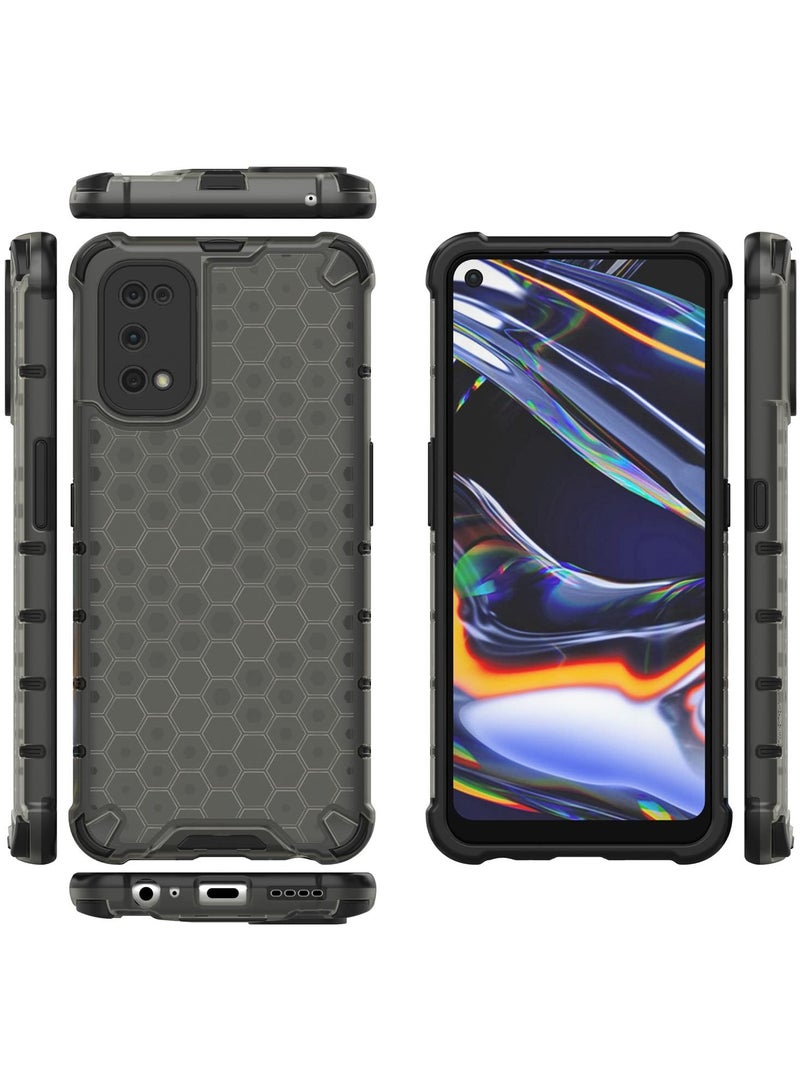 Case Cover Honeycomb Case Shockproof Camera Protection Cover Compatible with  Realme 7 Pro (Grey& Black) - Image 1