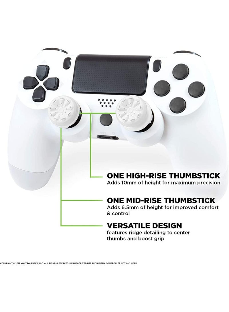 أغطية عصا تحكم بتصميم Galaxy Purple لجهاز PS4 و PS5 – أغطية سيليكون بيضاء، عبوة من قطعتين (واحدة عالية الارتفاع وواحدة متوسطة)، أغطية مانعة للانزلاق لتحسين دقة الألعاب - Image 2