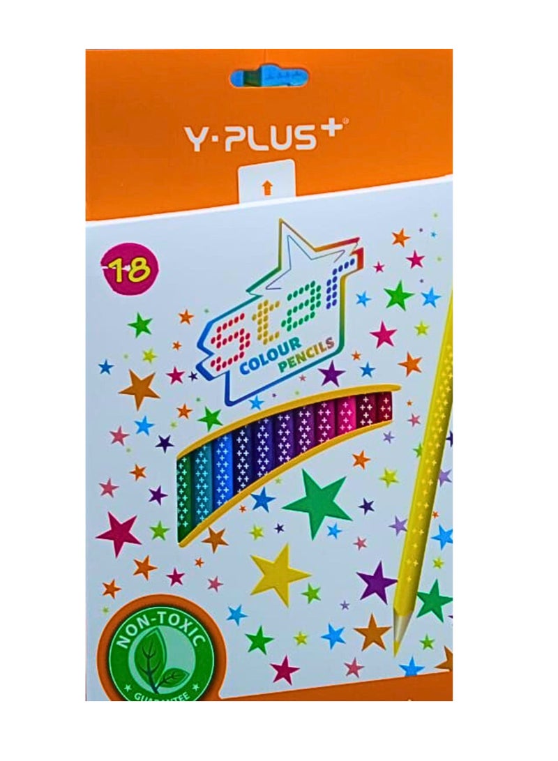 YPlus Color Pencil with Sharpner (Pack of 18 Pieces) - Image 1