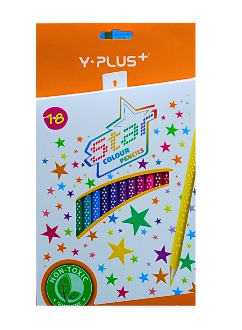 YPlus Color Pencil with Sharpner (Pack of 18 Pieces) - Image 2