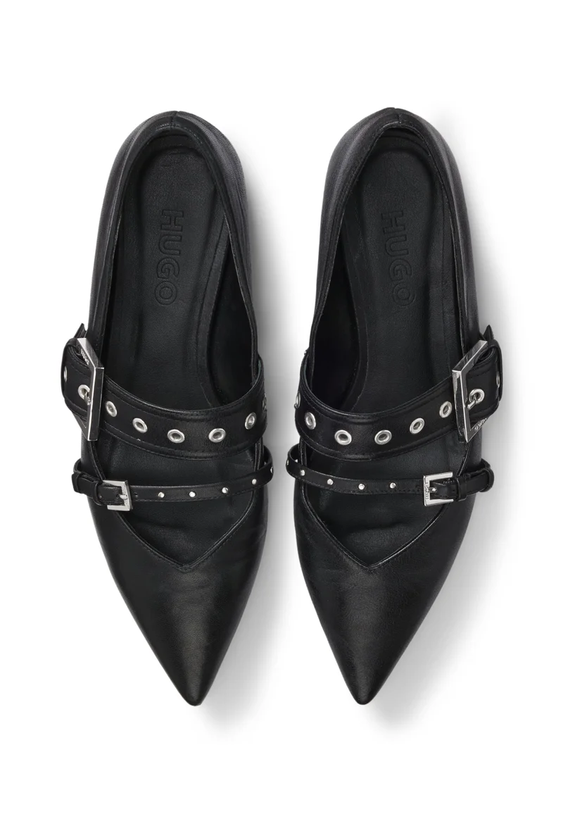 هوجو حذاء باليرينا جلد نابا بأشرطة بإبزيم