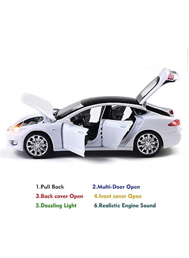 Toy Car Model S Alloy Model Cars Pull Back Vehicles 1/32 Scale Car Toys for Toddlers Kids (White) - Image 2