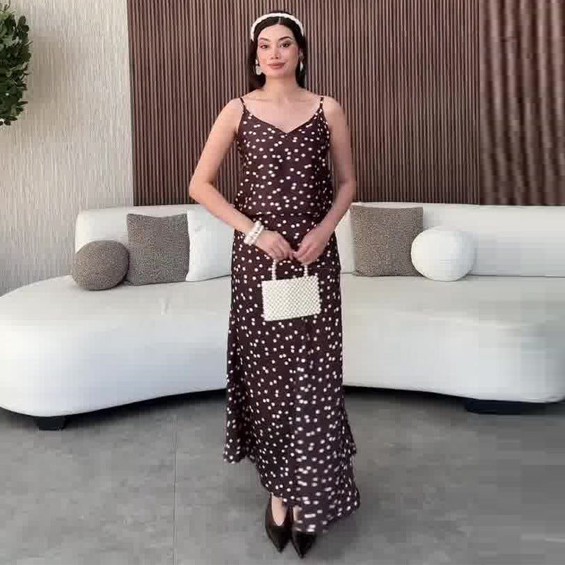 2026 Summer Women'S New Style Slim-Fit Polka Dot Elegant Vacation Style Long Dress - Image 5