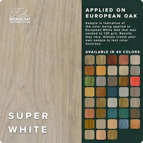 Rubio Monocoat Wood Stain & Finish 650 ft² - Super White | Oil Plus 2C | Quick-Dry, Eco-Friendly Linseed Wood Oil for Indoor Use, Includes Accelerator (Part B) | Protector | 1.3 L - Image 2