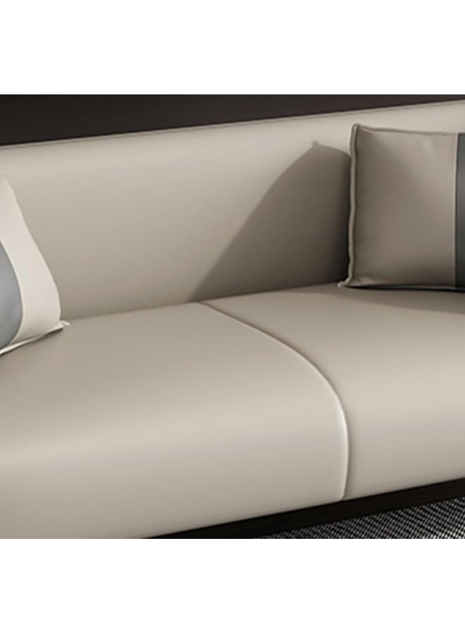 Comfynest Comfynest Contemporary Faux Leather Tuxedo Sofa - Water Resistant Design, Foam Seat Cushions, Beige/Gray  - Image 3