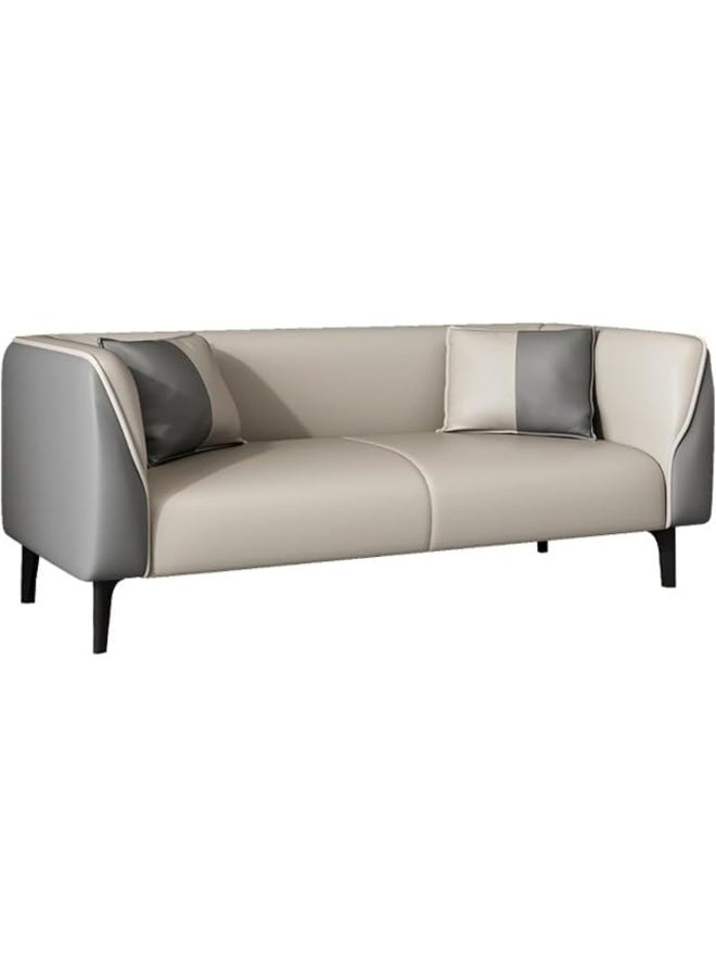 Comfynest Comfynest Contemporary Faux Leather Tuxedo Sofa - Water Resistant Design, Foam Seat Cushions, Beige/Gray  - Image 4