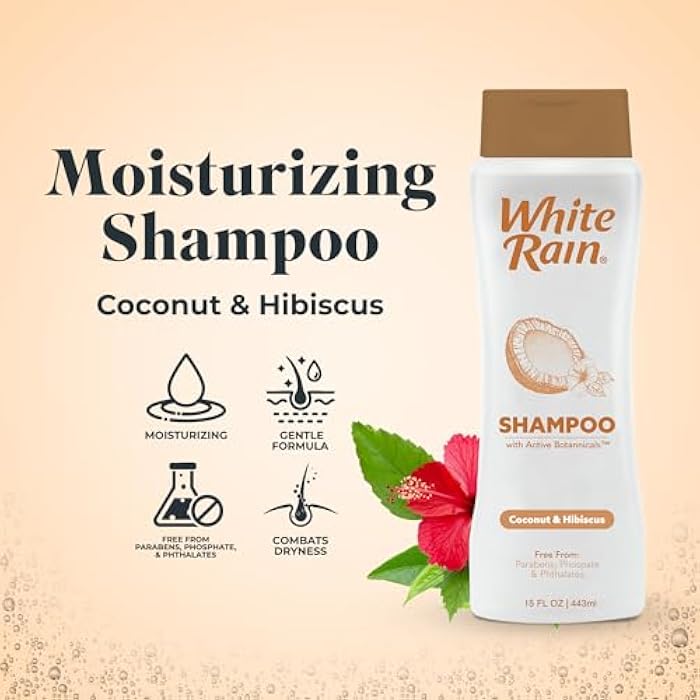White Rain Moisturizing Shampoo - Coconut & Hibiscus Scent, Pack of 2 (15 fl oz Each), Hydrating Shampoo for Women & Men, Paraben-Free & Cruelty-Free with White Lily, Green Tea & Coconut Extract - Image 2