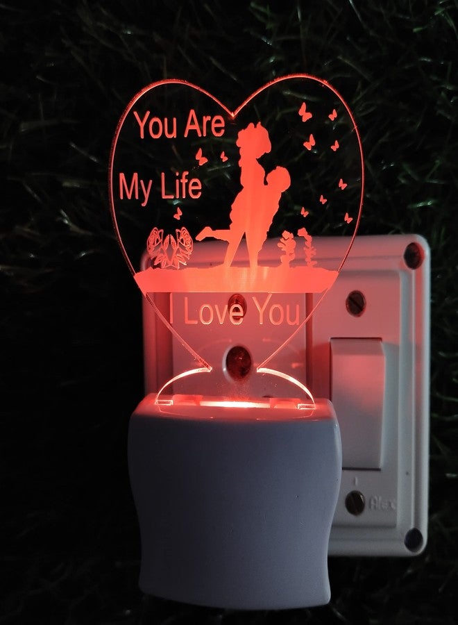 UKANI I Love You Heart 3D Illusion Acrylic Night Lamp, 7 Colors RGB Auto Colour Changing LED Plug and Play Night Light, Office Light, Best Gift - Pack of 1 (SD015,Multicolour, 3 Inch) - Image 5