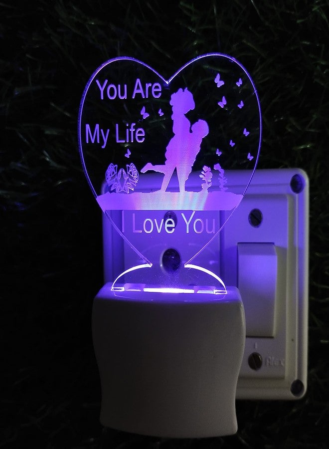 UKANI I Love You Heart 3D Illusion Acrylic Night Lamp, 7 Colors RGB Auto Colour Changing LED Plug and Play Night Light, Office Light, Best Gift - Pack of 1 (SD015,Multicolour, 3 Inch) - Image 4