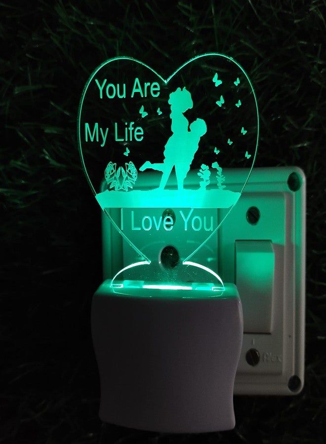 UKANI I Love You Heart 3D Illusion Acrylic Night Lamp, 7 Colors RGB Auto Colour Changing LED Plug and Play Night Light, Office Light, Best Gift - Pack of 1 (SD015,Multicolour, 3 Inch) - Image 3