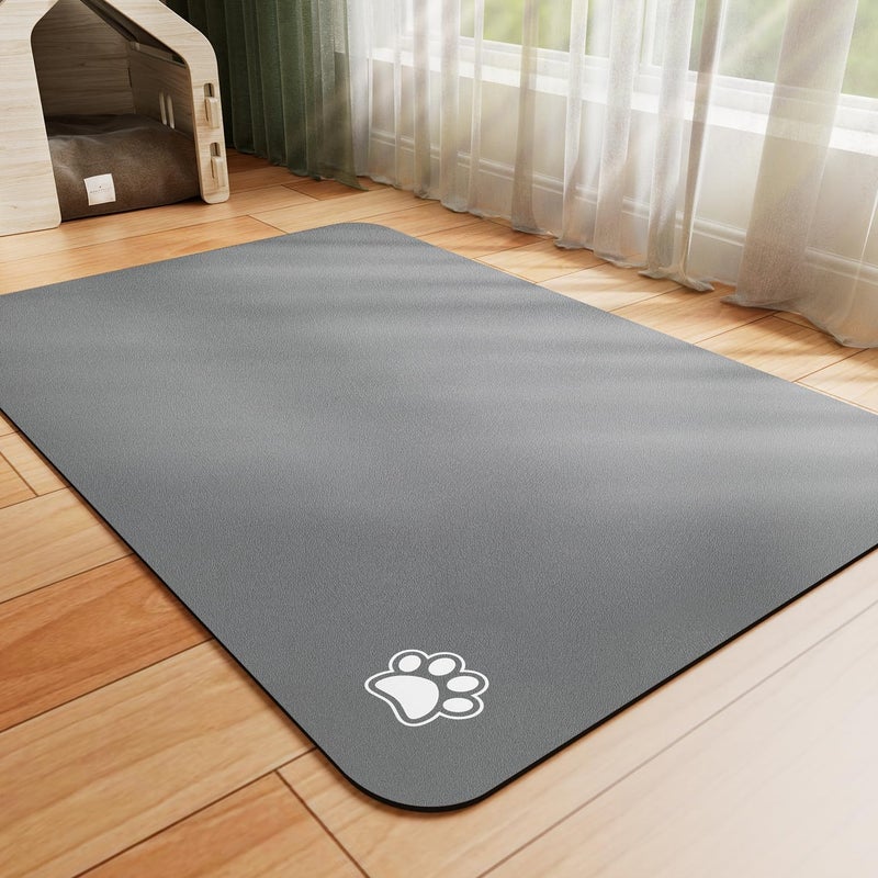 HotLive Dog Food Mat - Absorbent Cat Mat for Food and Water, No Stains Pet Feeding Bowl Mat, Easy to Clean Pet Placemats, Quick Dry Dog Water Dispenser Mat for Messy Drinkers | Paw Dark Grey 12"x 19" - Image 1