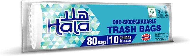 هلا أكياس قمامة قابلة للتحلل من هالا - 80 كيسًا، سعة 10 جالونات - Image 1