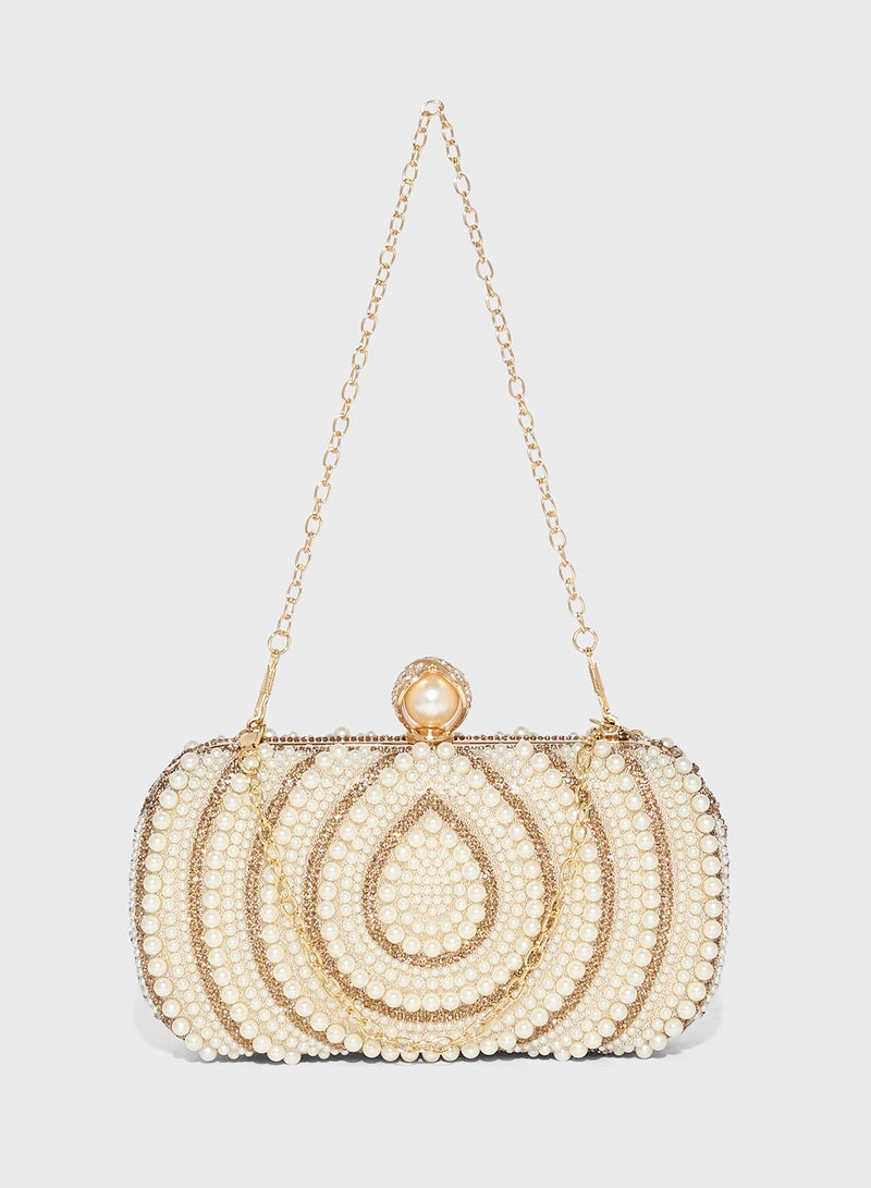خزانة حقيبة يد نسائية مزينة باللؤلؤ والألماس - Image 1