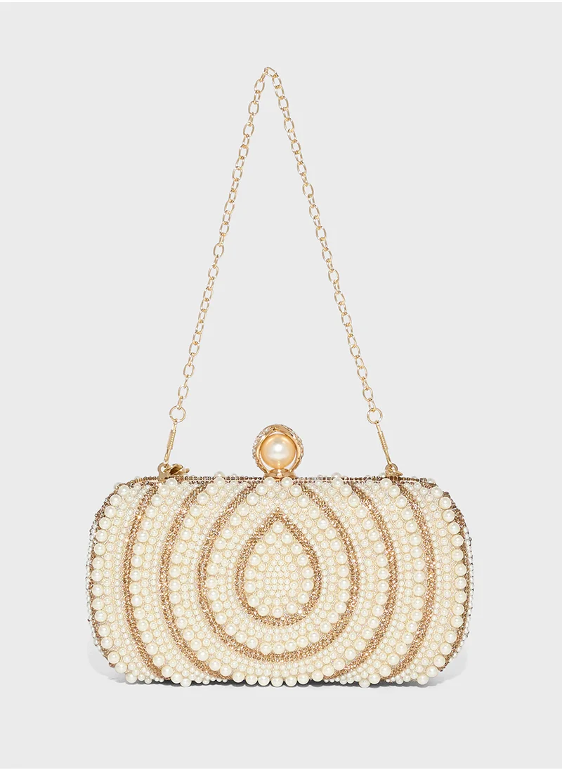 خزانة Pearl Diamante Clutch Bag