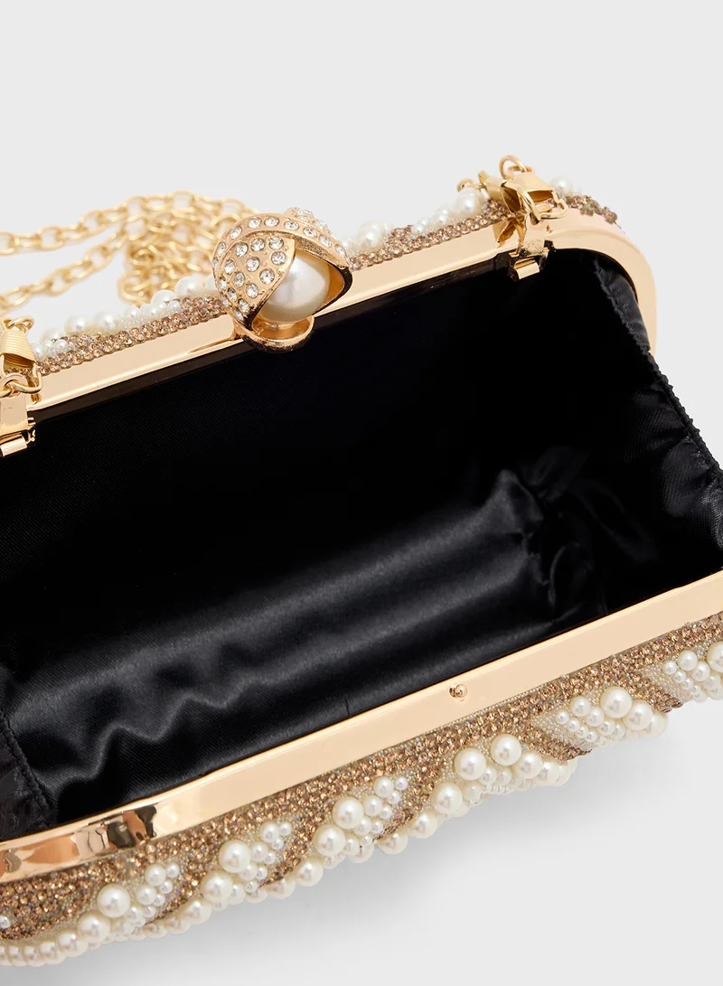 Khizana  Pearl Diamante Clutch Bag for Women | Best Price UAE