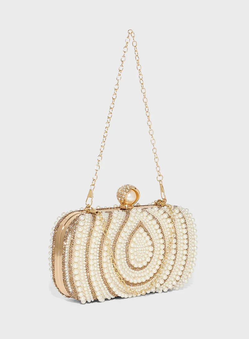 Khizana  Pearl Diamante Clutch Bag for Women | Best Price UAE