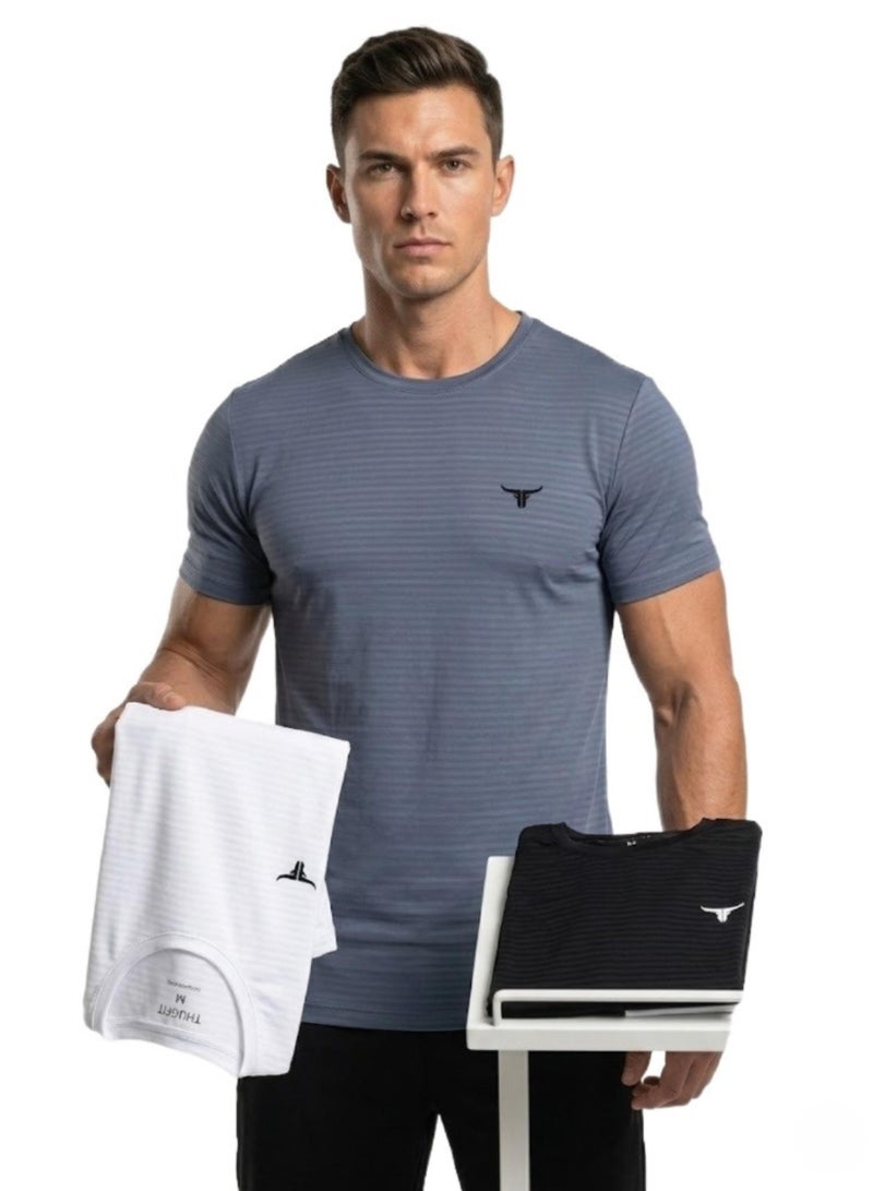 THUGFIT AirmanArmor - Men's Muscle Fit T-Shirt - Blue - Image 3
