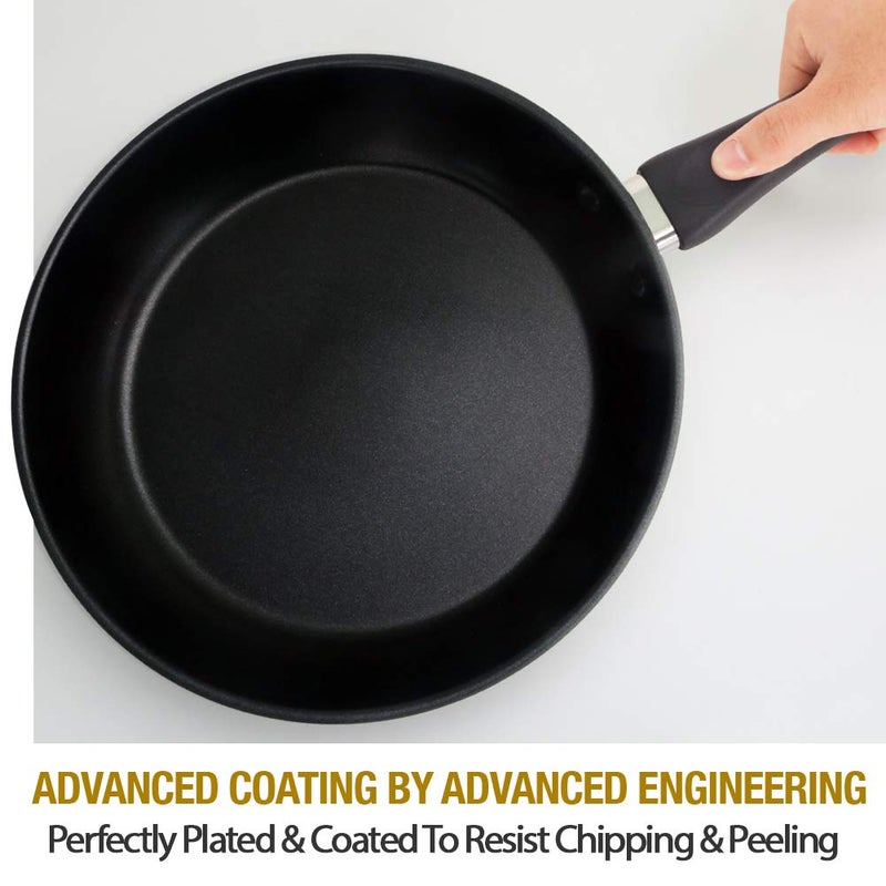 HOMICHEF 11 Inch Nonstick Frying Pan Glass Lid - Nickel Free Stainless Steel Omelet Pan with Vented Lid - 11 Inches Frying Pans Non stick Induction Compatible - Image 4